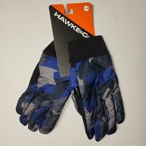 Hawke & Co Black and Blue Camouflage Winter Gloves